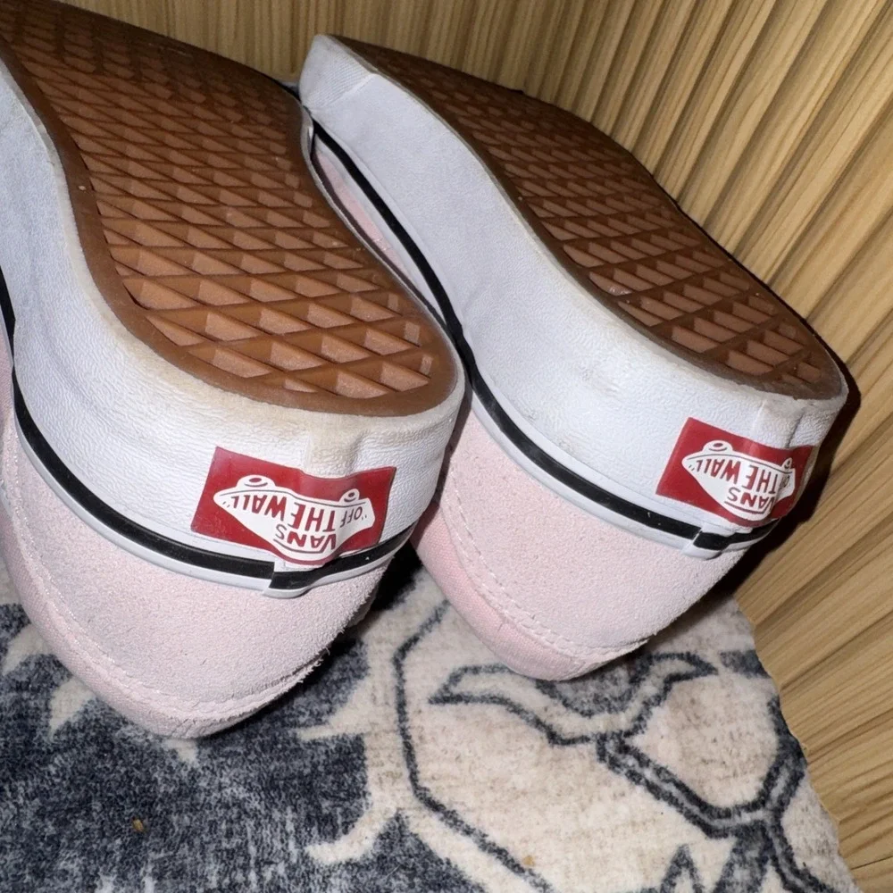 VANS Old Skool Pink White Canvas Low Top Lace-Up Rubber Sole Mens 6 Womens 7.5
